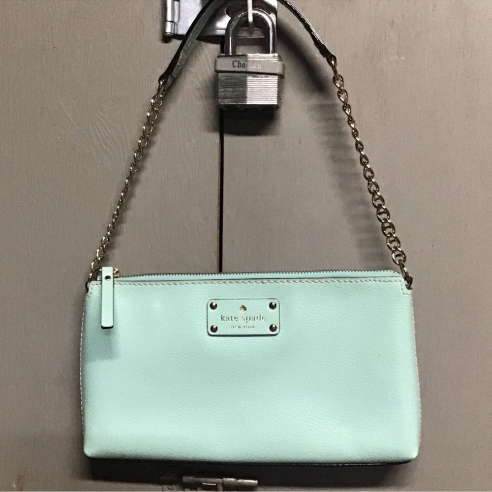 Kate Spade Mint Green Wristlet with Chain Strap
